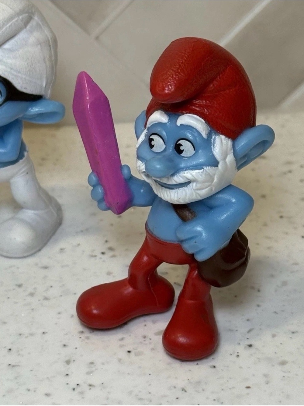 Vintage 2011 Peyo Smurfs 3" Figures Lot of 4 McDonalds Brainy Papa Smurf Hefty - Picture 5 of 8